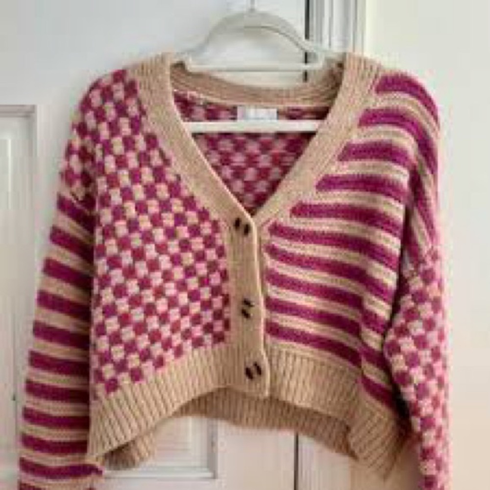 Lush cardigan stripes and checkers size small - Picture 3 of 6